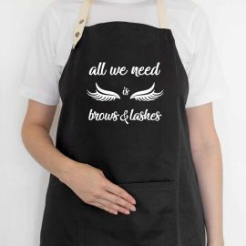 Жіночий фартух-передник All we need is brows and lashes (чорний)