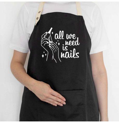 Женский фартук-передник All we need is nails (черный)