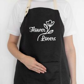 Женский фартук-передник Flower Lovers (черный)