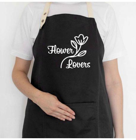 Женский фартук-передник Flower Lovers (черный)