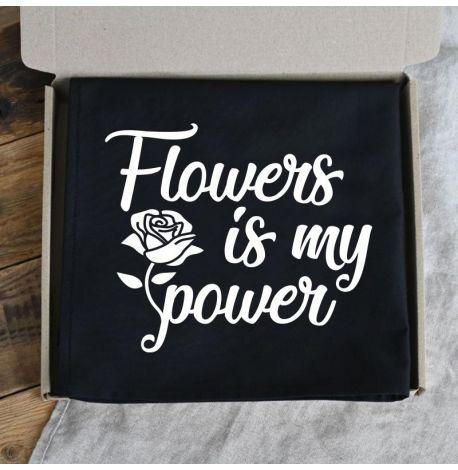 Женский фартук-передник Flowers is my power (черный)