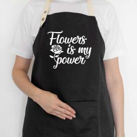Женский фартук-передник Flowers is my power (черный)