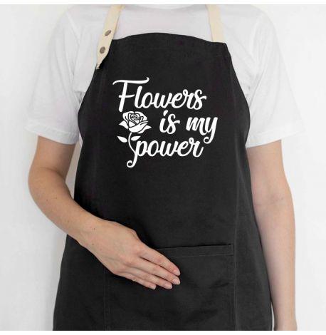 Женский фартук-передник Flowers is my power (черный)