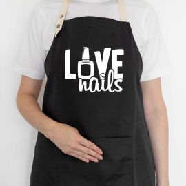 Женский фартук-передник Love nails (черный)