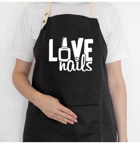 Женский фартук-передник Love nails (черный)