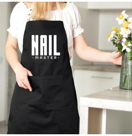 Женский фартук-передник Nail master №2 (черный)