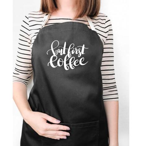 Фартук But first coffee (черный)