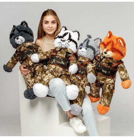 Плюшевая игрушка «Котик ВСУ» (серый)