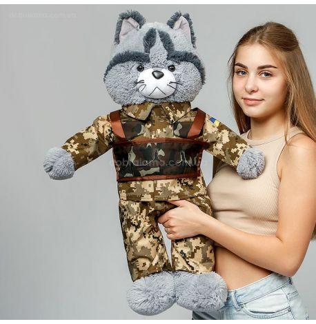 Плюшевая игрушка «Котик ВСУ» (серый)