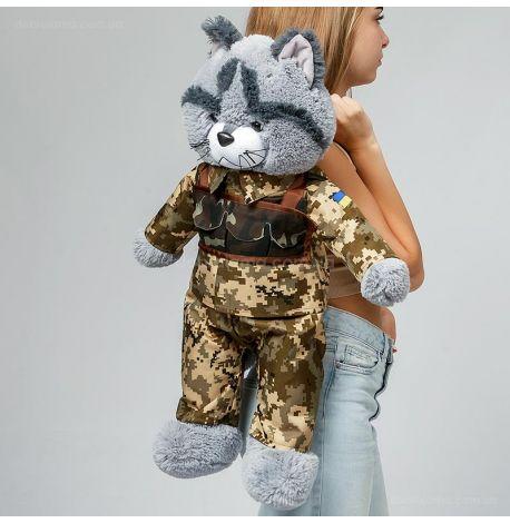 Плюшевая игрушка «Котик ВСУ» (серый)