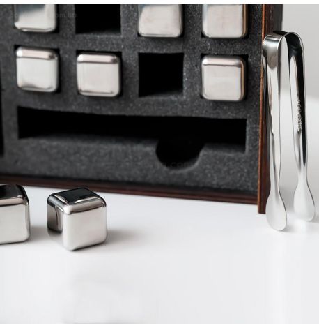 Стальные кубики для охлаждения виски WS в деревянной коробке (12 шт.) 