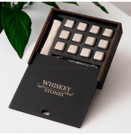 Стальные кубики для охлаждения виски WS в деревянной коробке (12 шт.) 