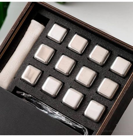 Стальные кубики для охлаждения виски WS в деревянной коробке (12 шт.) 