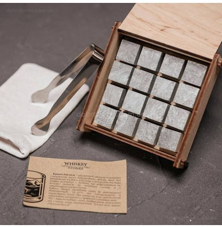 Камни для охлаждения виски WS в деревянной коробке (16 шт.) 