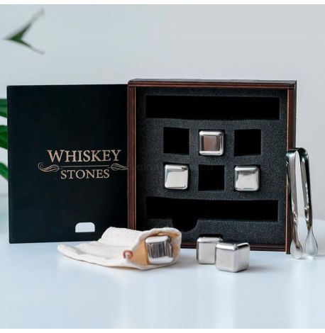 Стальные кубики для охлаждения виски WS в деревянной коробке (6 шт.) 