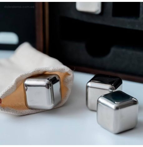 Стальные кубики для охлаждения виски WS в деревянной коробке (6 шт.) 