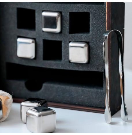 Стальные кубики для охлаждения виски WS в деревянной коробке (6 шт.) 