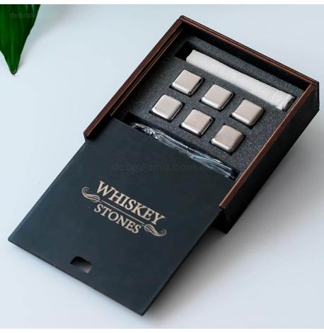 Стальные кубики для охлаждения виски WS в деревянной коробке (6 шт.) 