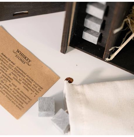Набор 9-ти камней для виски WS в деревянной коробке с местом для бутылки