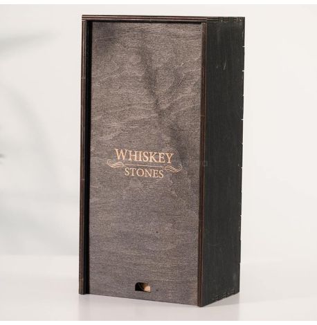 Набор 9-ти камней для виски WS в деревянной коробке с местом для бутылки