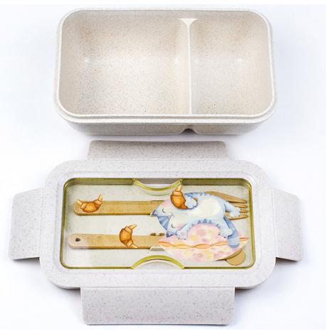 Ланч бокс из пшеничного волокна «Кот с круассаном»