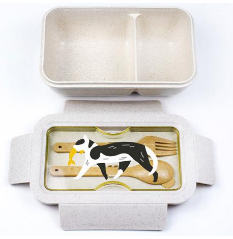 Ланч бокс из пшеничного волокна «Кот и рыба»