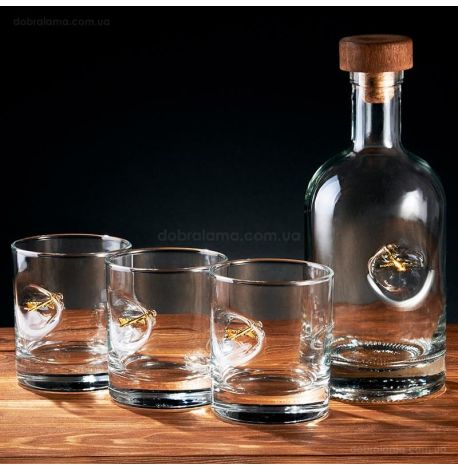 Набір для віскі з літаком Airbus A320 (графин + 3 склянки)