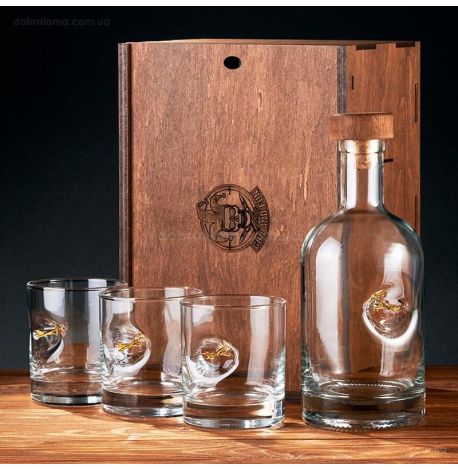 Набір для віскі з літаком Airbus A320 (графин + 3 склянки)