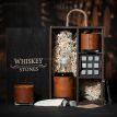 Набір для віскі Larus Leather №7 (2 склянки, графін, 9 каменів для віскі, щипці, мішечок)