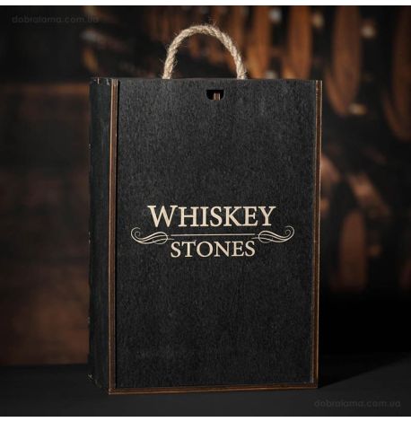 Набір для віскі Larus Leather №7 (2 склянки, графін, 9 каменів для віскі, щипці, мішечок)