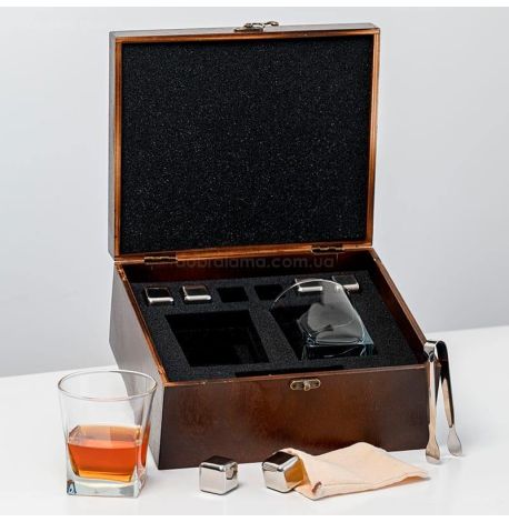 Набор для виски «Стальной» №2 Baltic (2 стакана, 6 кубиков для виски, щипцы, мешочек)