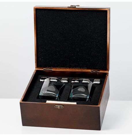 Набор для виски «Стальной» №2 Baltic (2 стакана, 6 кубиков для виски, щипцы, мешочек)