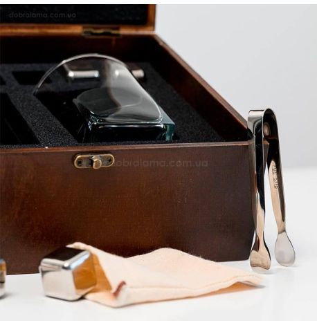 Набор для виски «Стальной» №2 Baltic (2 стакана, 6 кубиков для виски, щипцы, мешочек)