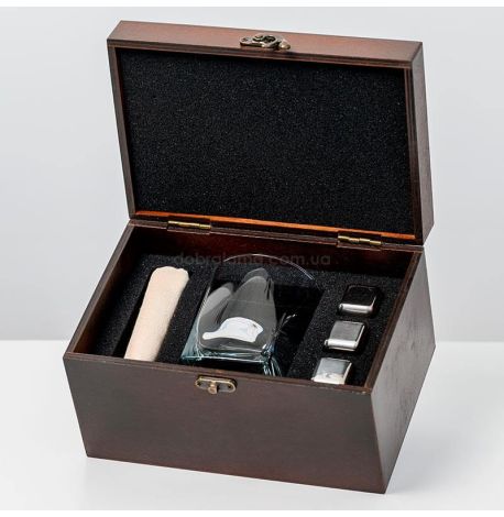 Набір для віскі «Сталевий» №1 Baltic (склянка, 3 кубики для віскі, щипці, мішечок)