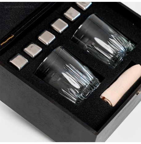 Набір для віскі «Сталевий» №2 Selecta (2 склянки, 6 кубиків для віскі, щипці, мішечок)