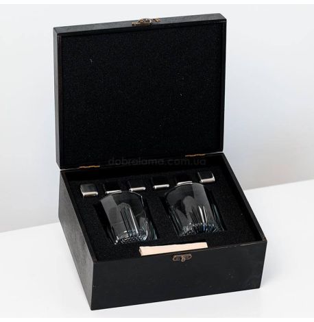 Набір для віскі «Сталевий» №2 Selecta (2 склянки, 6 кубиків для віскі, щипці, мішечок)