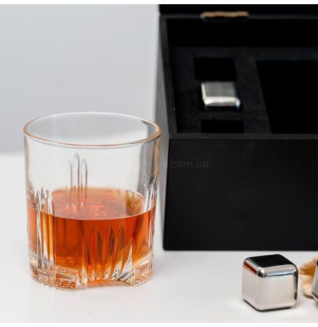 Набор для виски «Стальной» №1 Selecta (стакан, 3 кубика для виски, щипцы, мешочек)