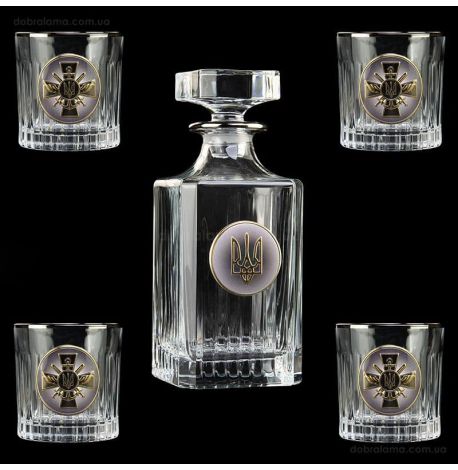 Набор для виски «Генштаб ВСУ» Boss Crystal (графин + 4 стакана)