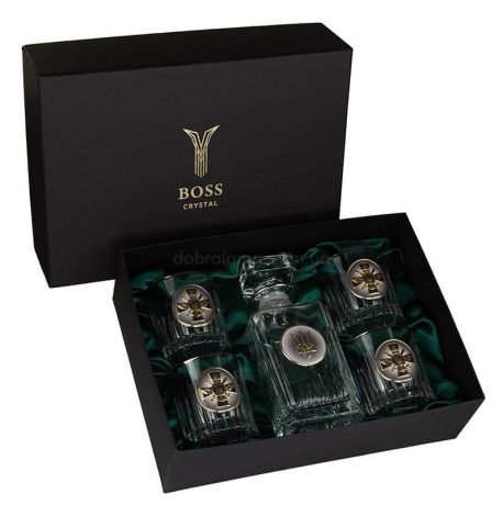 Набор для виски «Генштаб ВСУ» Boss Crystal (графин + 4 стакана)