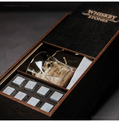 Набір для віскі Cassiopea №1 (2 склянки, 8 каменів для віскі, щипці, мішечок)