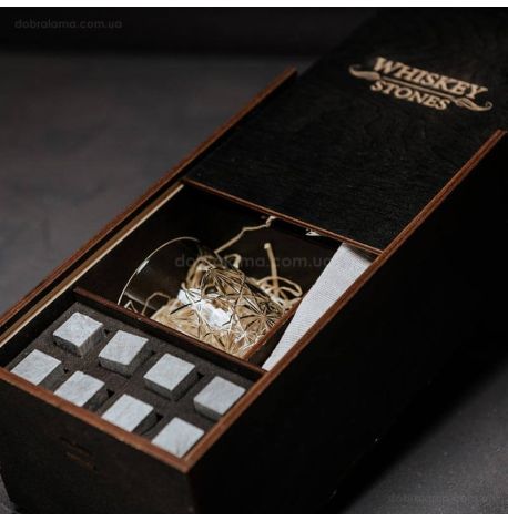 Набір для віскі Dedalo №1 (2 склянки, 8 каменів для віскі, щипці, мішечок)