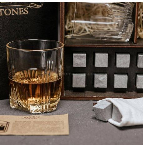 Набір для віскі Selecta №1 (2 склянки, 8 каменів для віскі, щипці, мішечок)