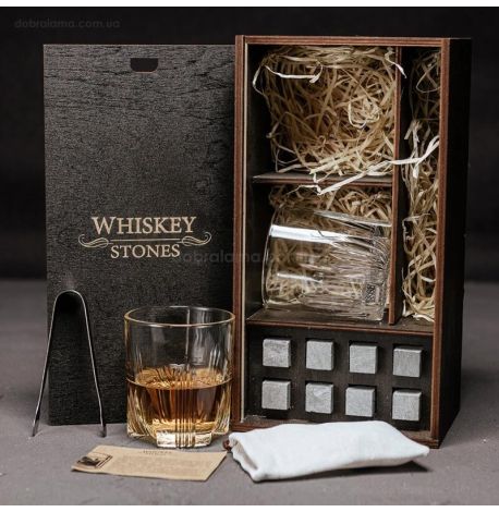 Набір для віскі Selecta №1 (2 склянки, 8 каменів для віскі, щипці, мішечок)