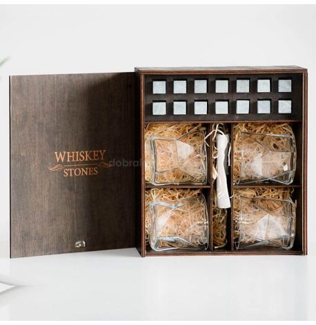Набір для віскі Cassiopea №4 (4 склянки, 14 каменів для віскі, щипці, мішечок)