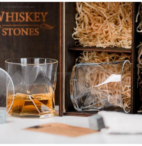 Набір для віскі Cassiopea №4 (4 склянки, 14 каменів для віскі, щипці, мішечок)