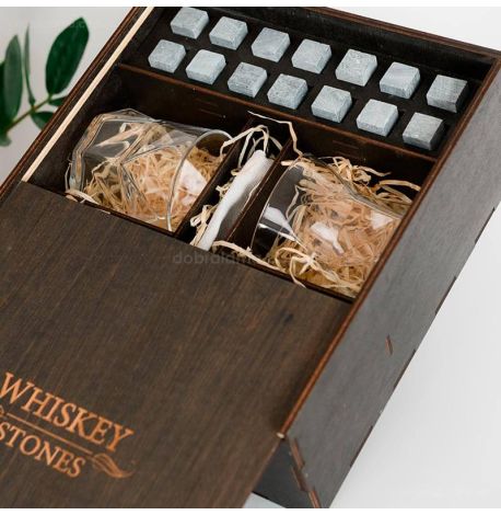 Набір для віскі Cassiopea №4 (4 склянки, 14 каменів для віскі, щипці, мішечок)