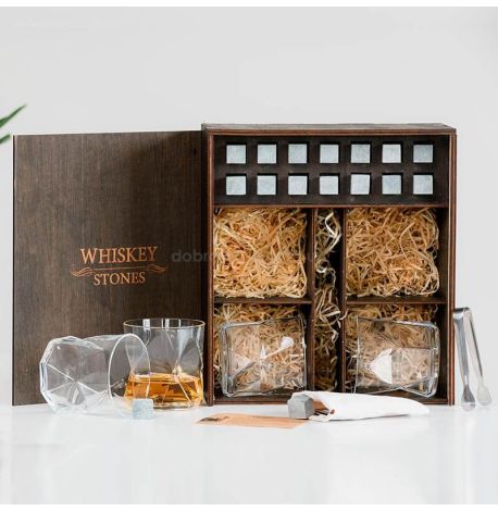 Набір для віскі Cassiopea №4 (4 склянки, 14 каменів для віскі, щипці, мішечок)