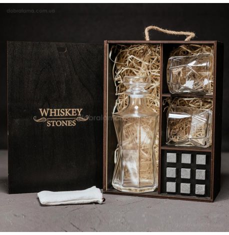 Набір для віскі Cassiopea №7 (2 склянки, графін, 9 каменів для віскі, щипці, мішечок)