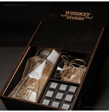 Набір для віскі Cassiopea №7 (2 склянки, графін, 9 каменів для віскі, щипці, мішечок)