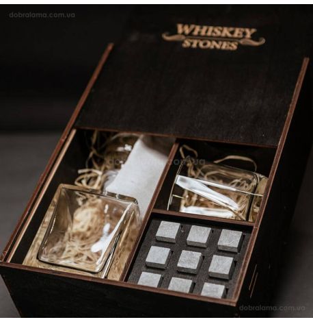 Набор для виски Luna №7 (2 стакана, графин, 9 камней для виски, щипцы, мешочек)